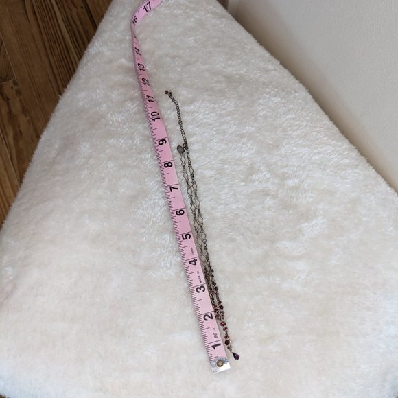 Vintage Claire's Lavalier Necklace with Prong Set Purple Stones - Silver Tone - Picture 5 of 5